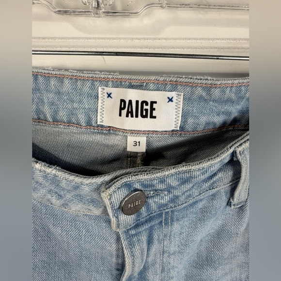Paige women’s light wash frayed edge Collete Crop Flare jeans. Size 31 - Picture 7 of 7
